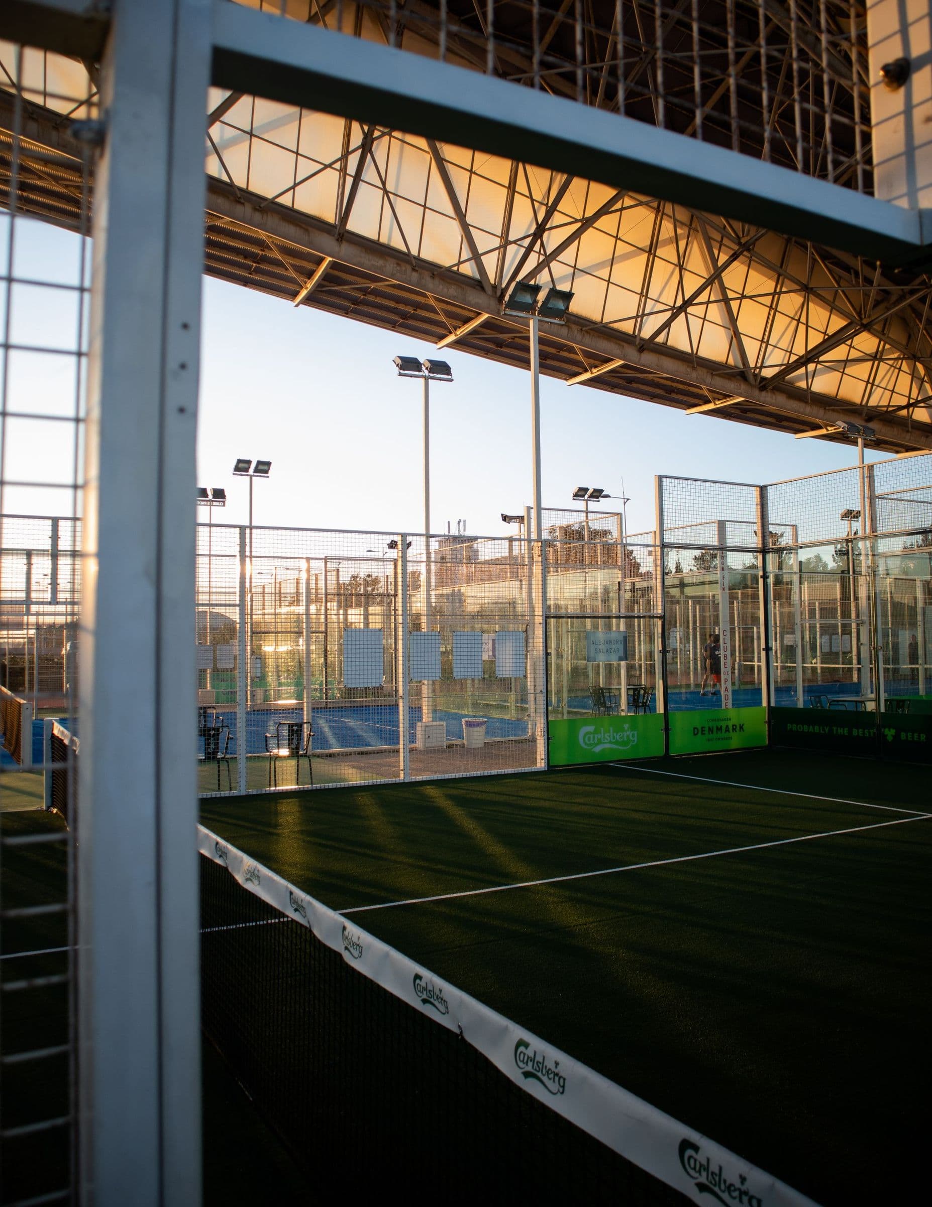 A covered court under a steel roof