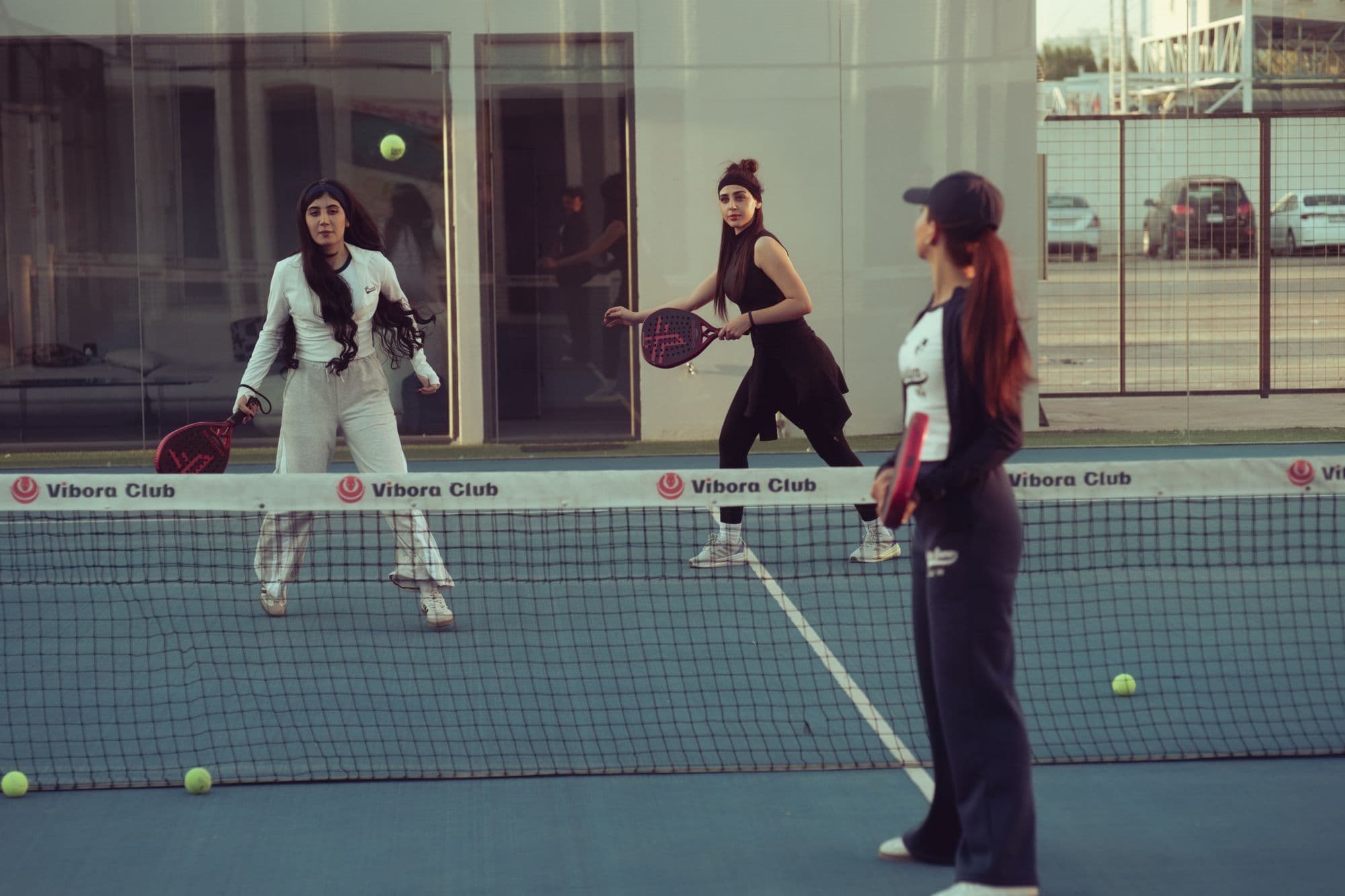 Women playing padel doubles