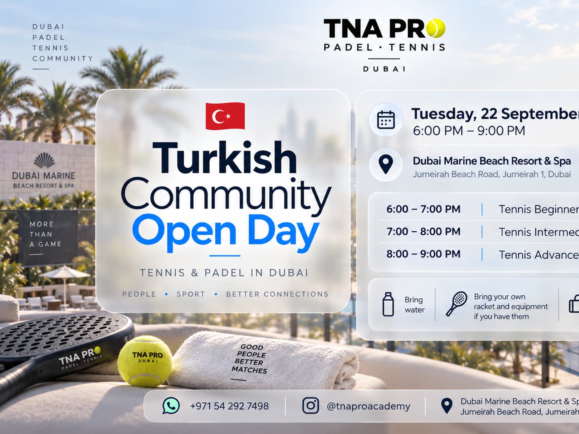 Turkish Community - TENNIS OPEN DAY at TNA PRO - Dubai Marine Beach Resort & Spa, photo 2